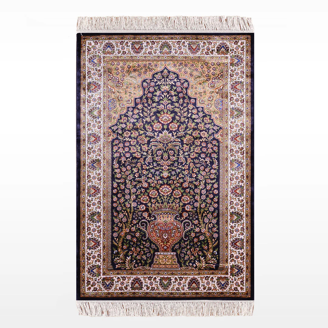 Navy Blue Beige Prayer Mat 0.80x125 cm, 1 Square Meter - 2x4 ft