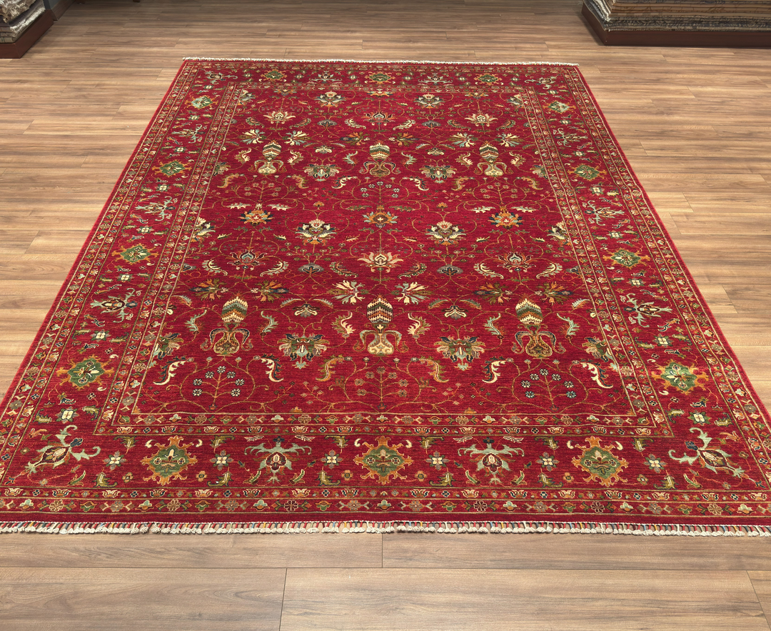 Sultani Binbirgece Orjinal El Dokuması Kırmızı Kök Boya Yün Halı 280x363 10.16 Metrekare - 9x12 ft