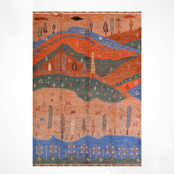 سجادة سلطاني شجرة الحياة الأصلية المصنوعة يدويًا من الصوف المصبوغ متعدد الجذور، 174 × 251، 4.37 متر مربع - 5 × 8 قدم