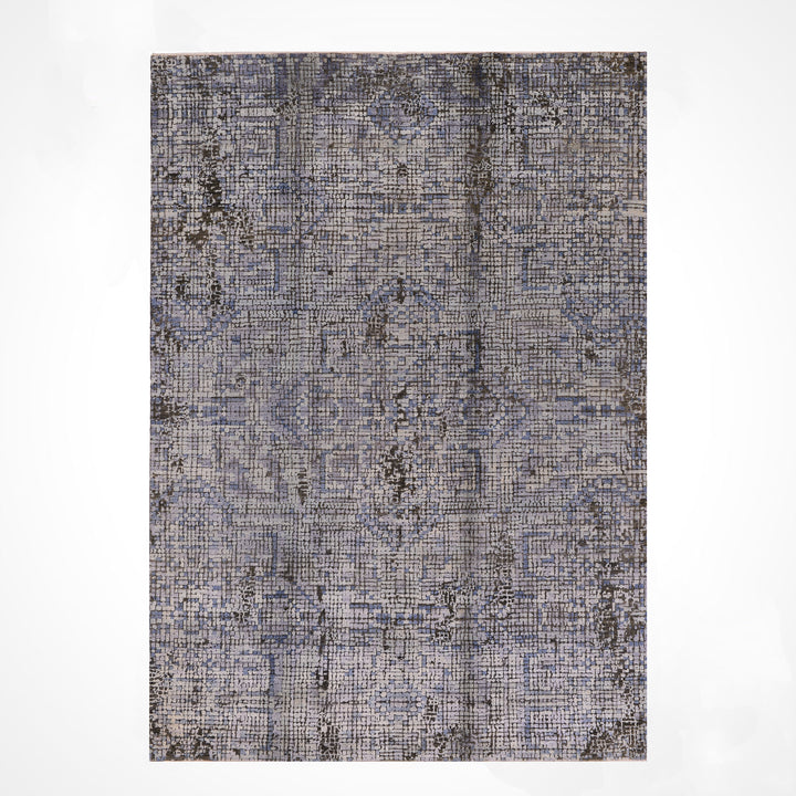 Mosaic Tiles Orijinal El Dokuması Gri Yün Bambu Halı 200x296 5.92 Metrekare - 6x10 ft