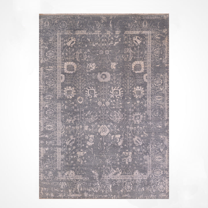 New Diamond Original Hand Woven Gray Wool Bamboo Carpet 190x314 5.97 Square Meters - 8x10 ft