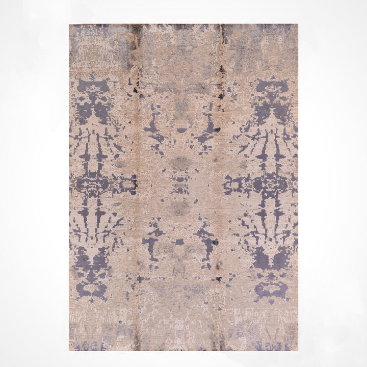 New Diamond Original Hand Woven Cream Blue Wool Bamboo Carpet 202x303 6.12 Square Meters - 8x10 ft