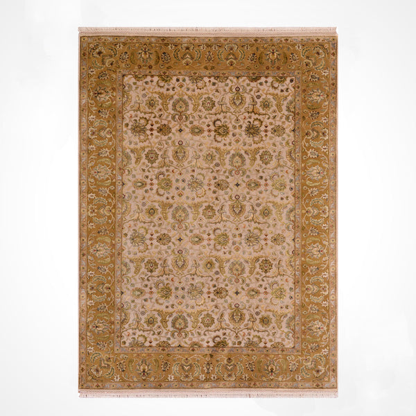 Hint Uşağı Aurora Orijinal El Dokuması Bej Yün İpek Halı 185x273 5.05 Metrekare - 6x9 ft