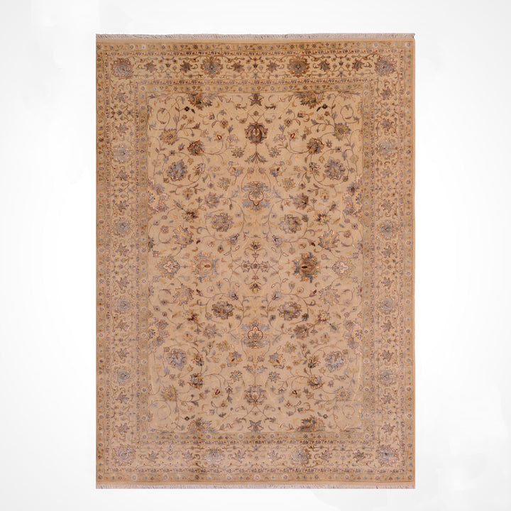 Hint Uşağı Orijinal El Dokuması Bej Yün Bambu Halı 204x303 6.18 Metrekare - 7x10 ft