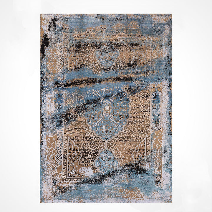 Oxidised Orijinal El Dokuması Mavi Yün İpek Halı 181x275 4.98 Metrekare - 6x9 ft