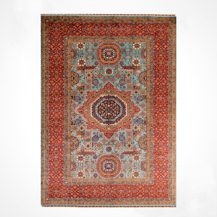 Kırık Memlük Orijinal El Dokuması Multi Kök Boya Yün Halı 206x309 6.37 Metrekare - 7x10 ft