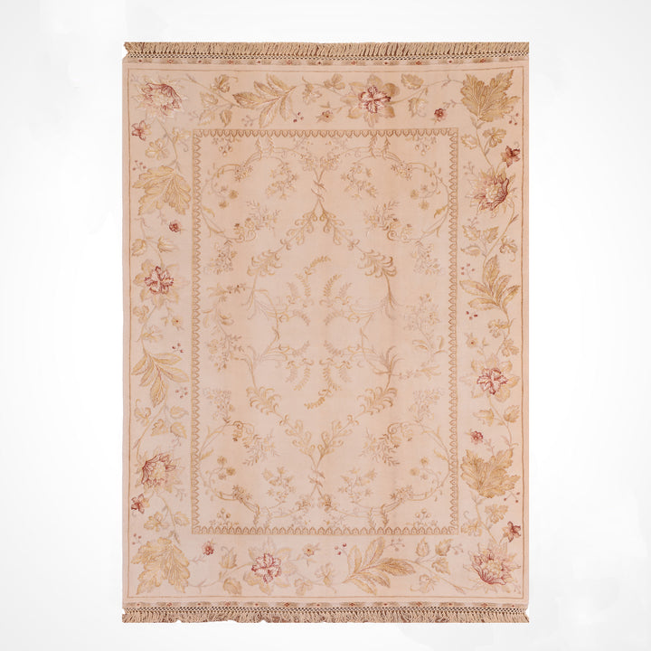 Privat Original Hand-Woven Cream Wool Silk Carpet 171x250 4.28 Square Meters - 5x8 ft