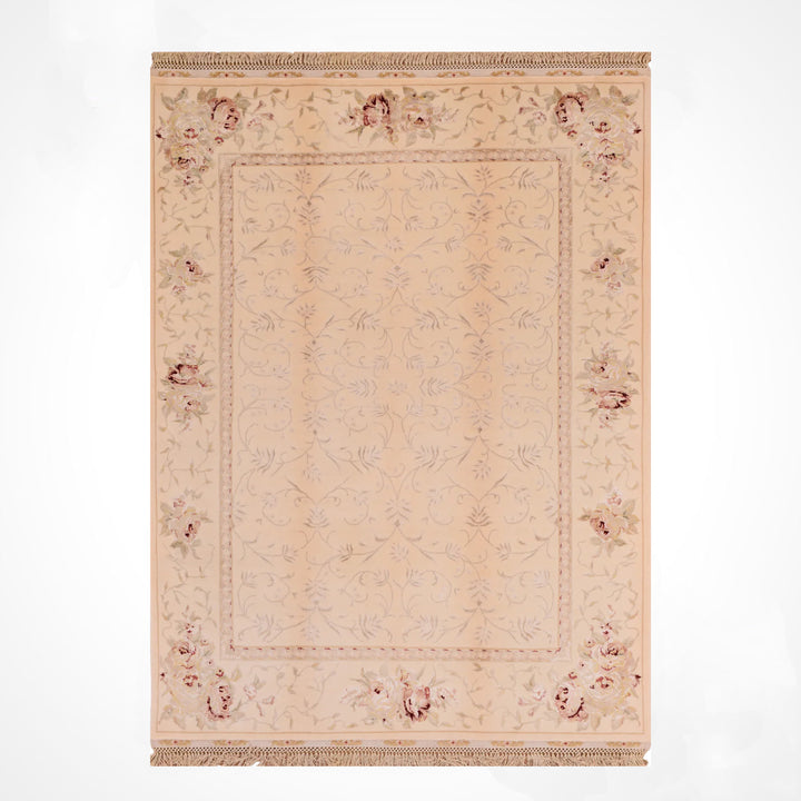 Privat Original Hand-Woven Cream Wool Silk Carpet 170x253 4.30 Square Meters - 5x8 ft