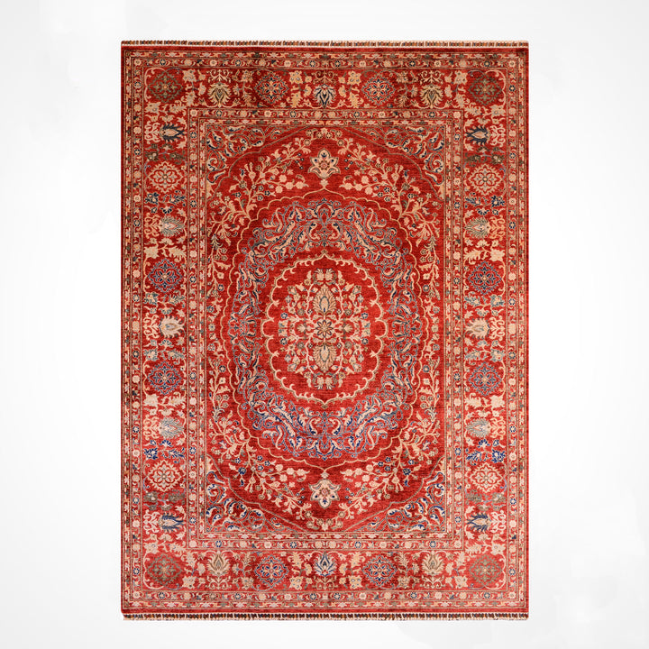 سجادة هيريز الأصلية المصنوعة يدويًا من الصوف الأحمر المصبوغ بصبغة الجذور، 211×290، 6.12 متر مربع - 7×10 قدم