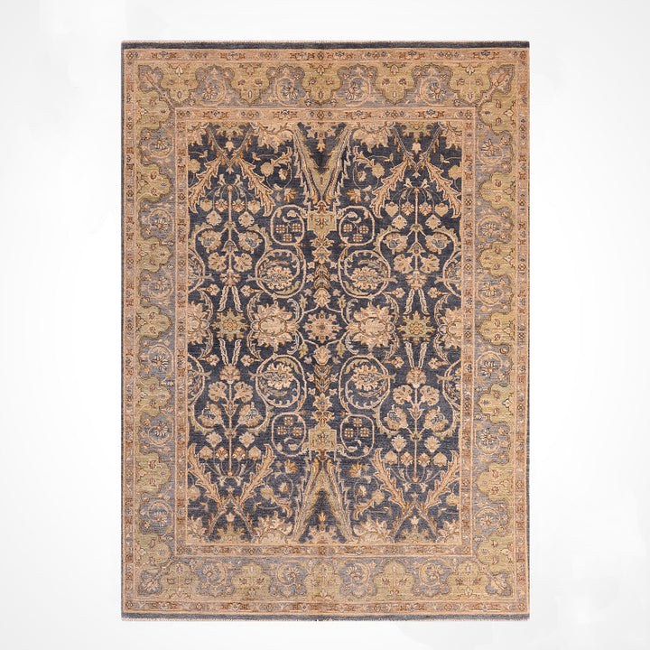 Uşak Orijinal El Dokuması Gri Krem Kök Boya Yün Halı 152x196 2.98 Metrekare - 6x8 ft