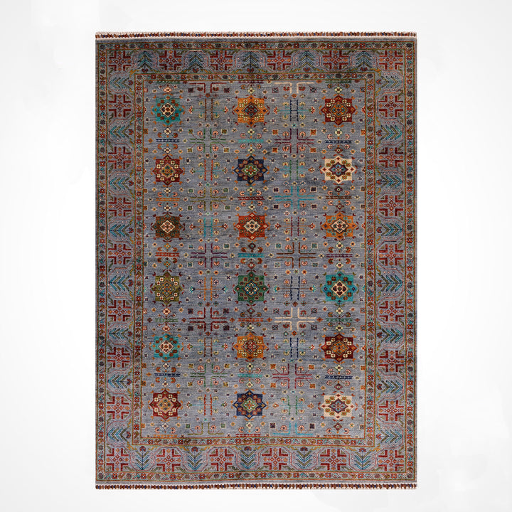 Veziri Original Hand-Woven Gray Vegetable Dyed Wool Carpet 175x237 4.15 Square Meters - 6x8 ft