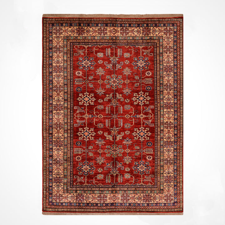 Shirvan Original Hand Woven Red Cream Vegetable Dyed Wool Carpet 174x242 4.21 Square Meters - 5x8 ft