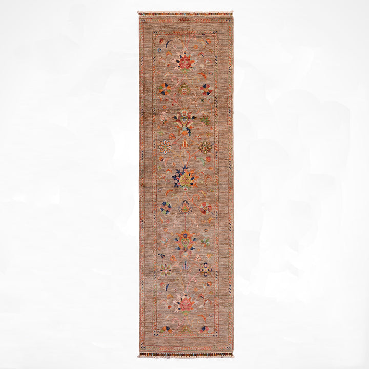 Sultani Binbirgece Runner Original Hand-Woven Beige Vegetable Dyed Wool Carpet 0.80x258 2.06 Square Meters - 3x8 ft