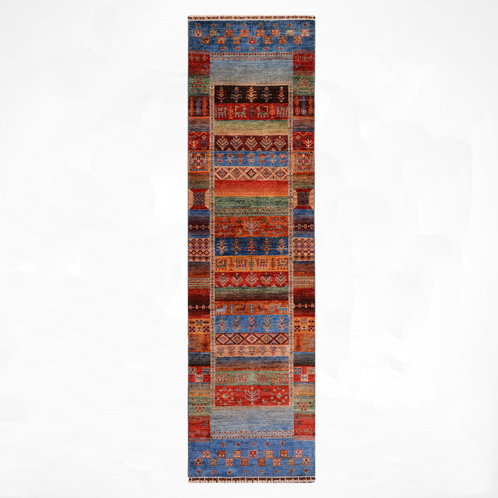 Khorjin Gabbe Desenli Orijinal El Dokuması Yolluk Multi Kök Boya Yün Halı 0.82x308 2.53 Metrekare - 3x10 ft