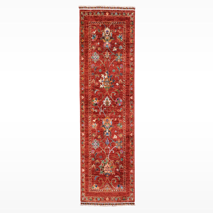 Sultani Binbirgece Yolluk Orijinal El Dokuması Kırmızı Kök Boya Yün Halı 0.75x199 1.49 Metrekare - 3x6 ft