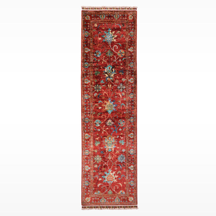 Sultani Binbirgece Yolluk Orijinal El Dokuması Kırmızı Kök Boya Yün Halı 0.81x238 1.93 Metrekare - 3x6 ft