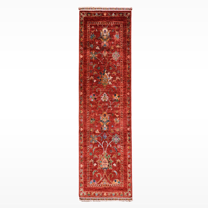 Sultani Binbirgece Yolluk Orijinal El Dokuması Kırmızı Kök Boya Yün Halı 0.76x196 1.49 Metrekare - 3x6 ft
