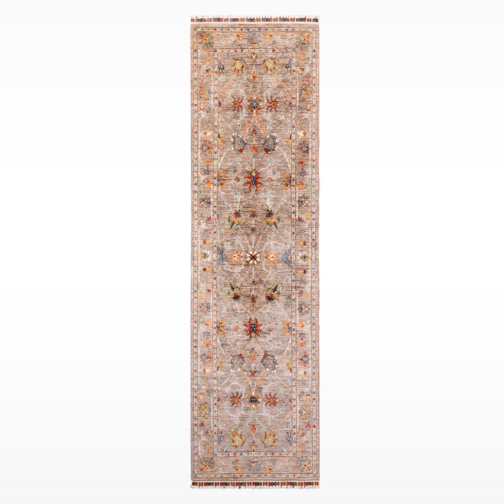 Sultani Binbirgece Runner Original Hand-Woven Beige Vegetable Dyed Wool Carpet 0.81x243 1.97 Square Meters - 3x8 ft