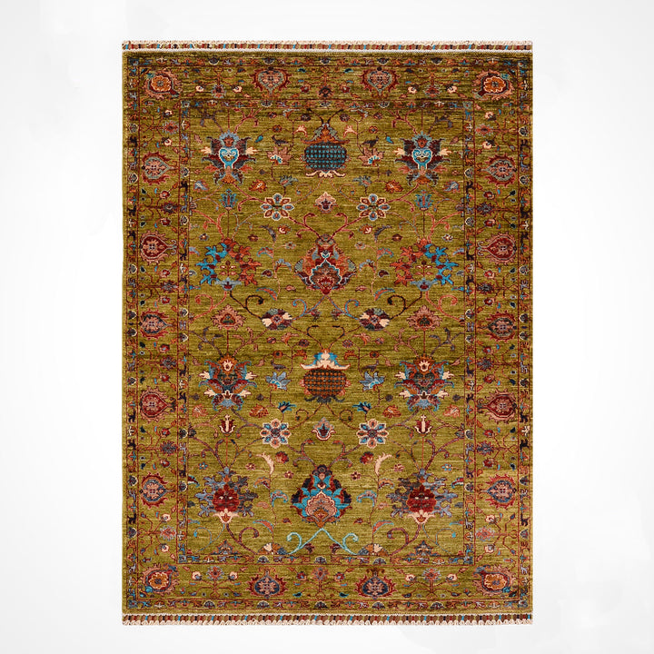 سجادة سلطاني زهرية أصلية منسوجة يدويًا من الصوف الرمادي المصبوغ بصبغة الجذور، 124 × 181، 2.24 متر مربع - 3 × 5 قدم 