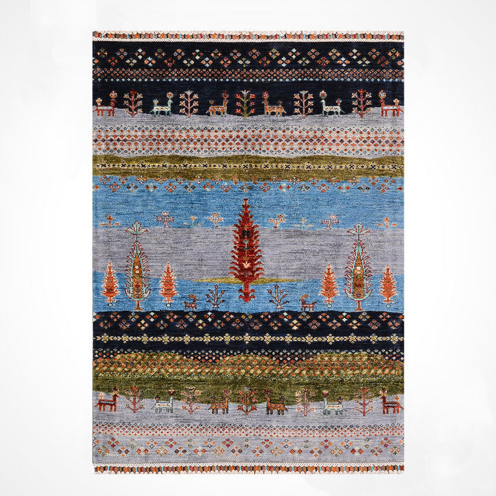 Khorjin Hayat Ağacı Orijinal El Dokuması Multi Kök Boya Yün Halı 121x166 2.01 Metrekare - 4x6 ft