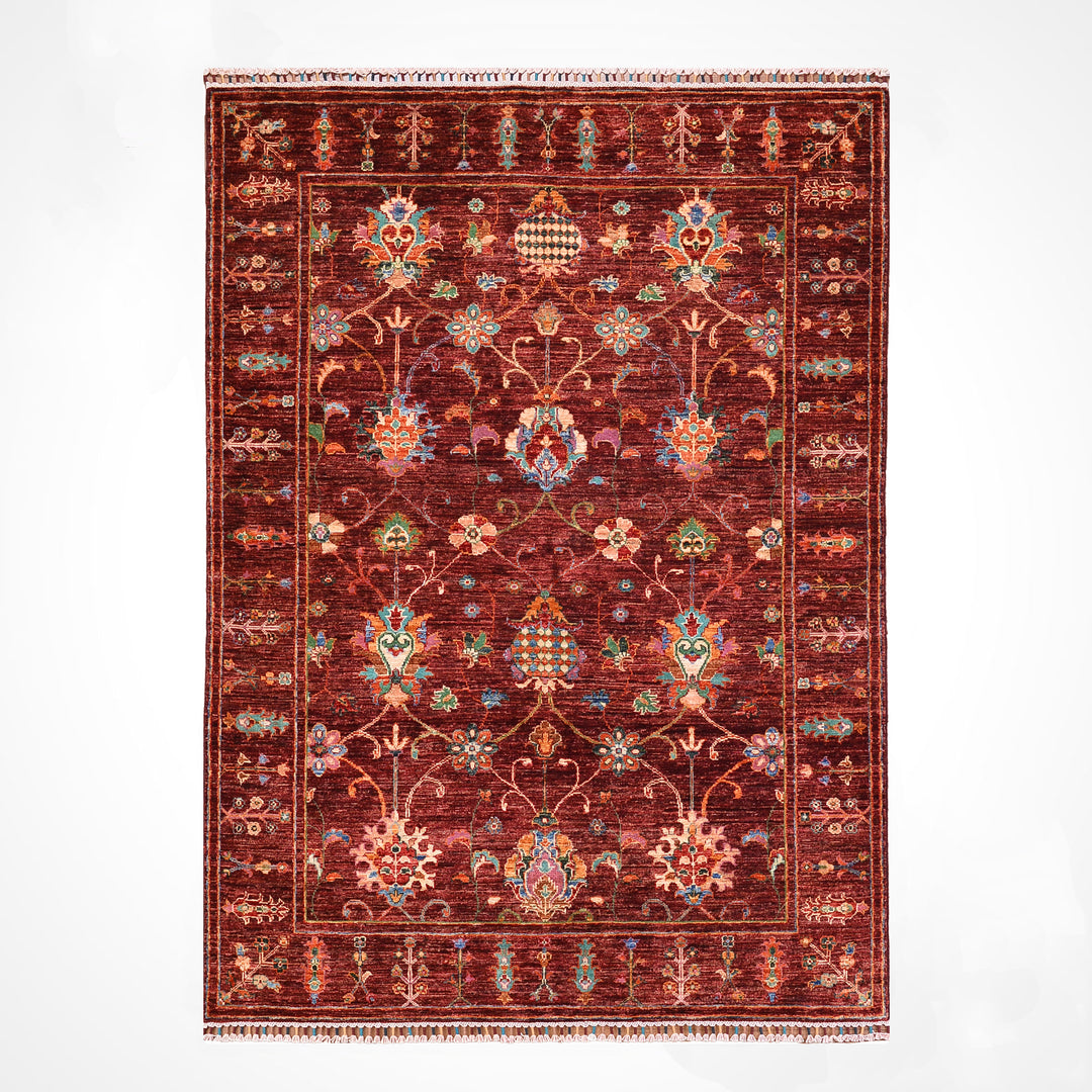 Sultani Binbirgece Orijinal El Dokuması Kırmızı Kök Boya Yün Halı 147x203 2.98 Metrekare - 5x6 ft