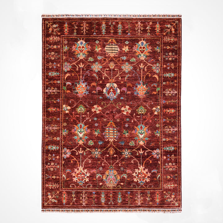 Sultani Binbirgece Orijinal El Dokuması Kırmızı Kök Boya Yün Halı 147x203 2.98 Metrekare - 5x6 ft