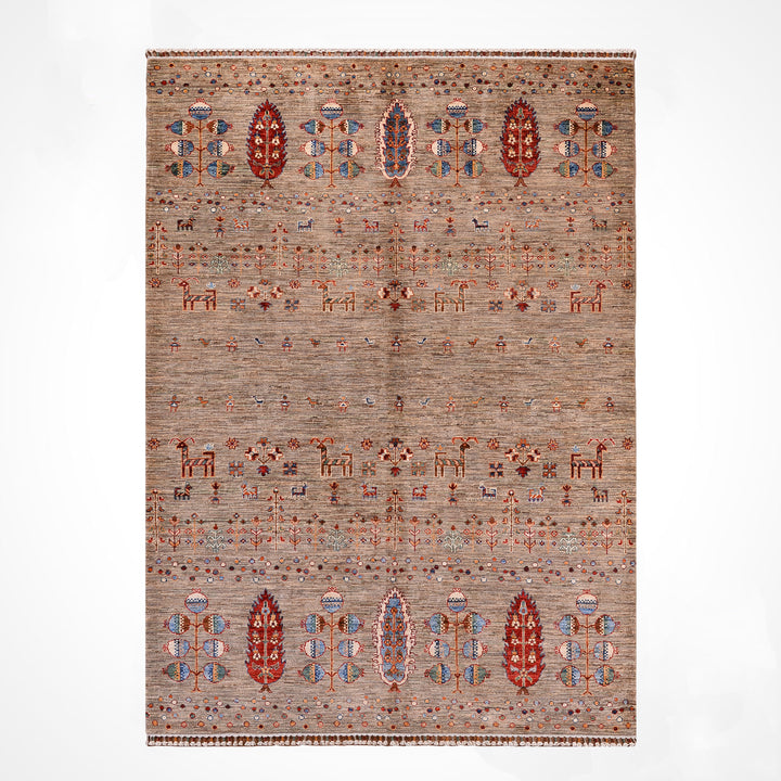 Sultani Orijinal El Dokuması Bej Kök Boya Yün Halı 177x242 4.28 Metrekare - 6x8 ft