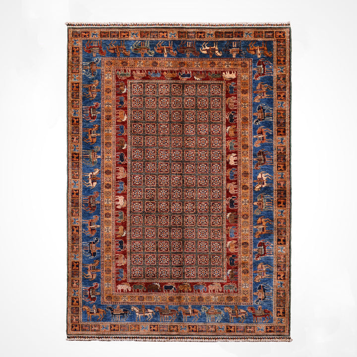 سجادة صوف أصلية من Pazırık منسوجة يدويًا ومُصبغة بجذور متعددة، 167 × 249، 4.16 متر مربع - 5 × 8 قدم