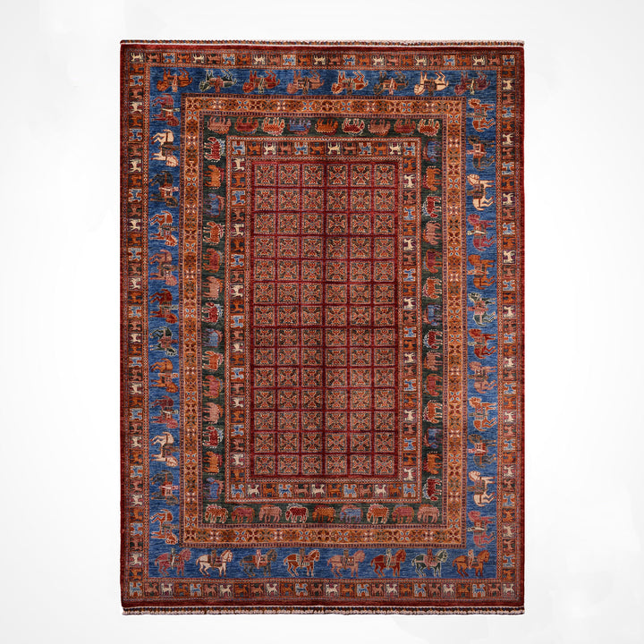 سجادة صوف أصلية من Pazırık منسوجة يدويًا ومتعددة الجذور ومُصبغة يدويًا 206 × 300 6.18 متر مربع - 7 × 10 قدم