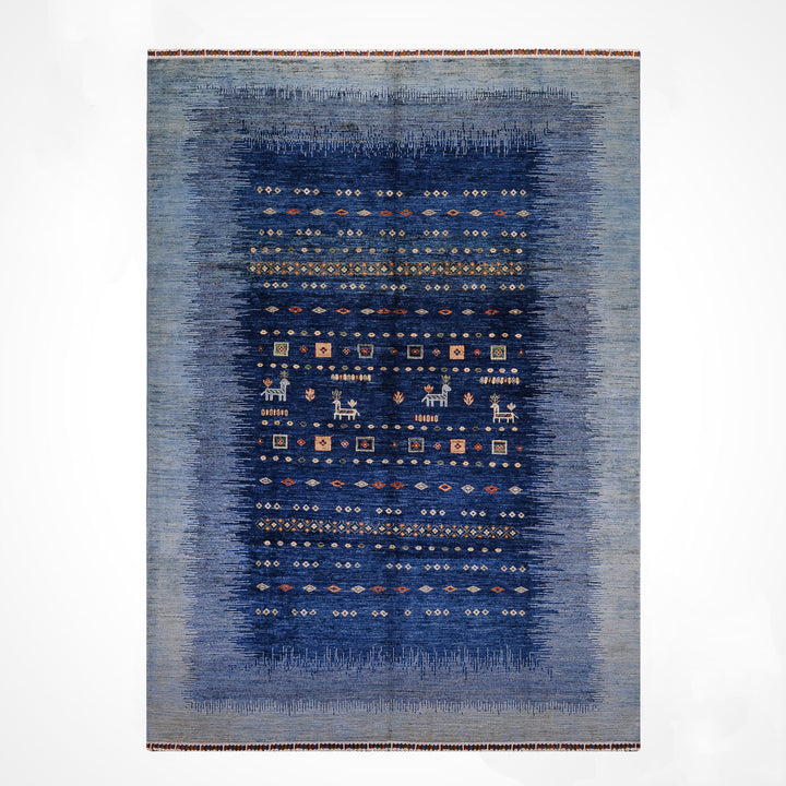 Khorjin Original Hand-Woven Blue Vegetable Dyed Wool Carpet 206x286 5.89 Square Meters - 7x10 ft