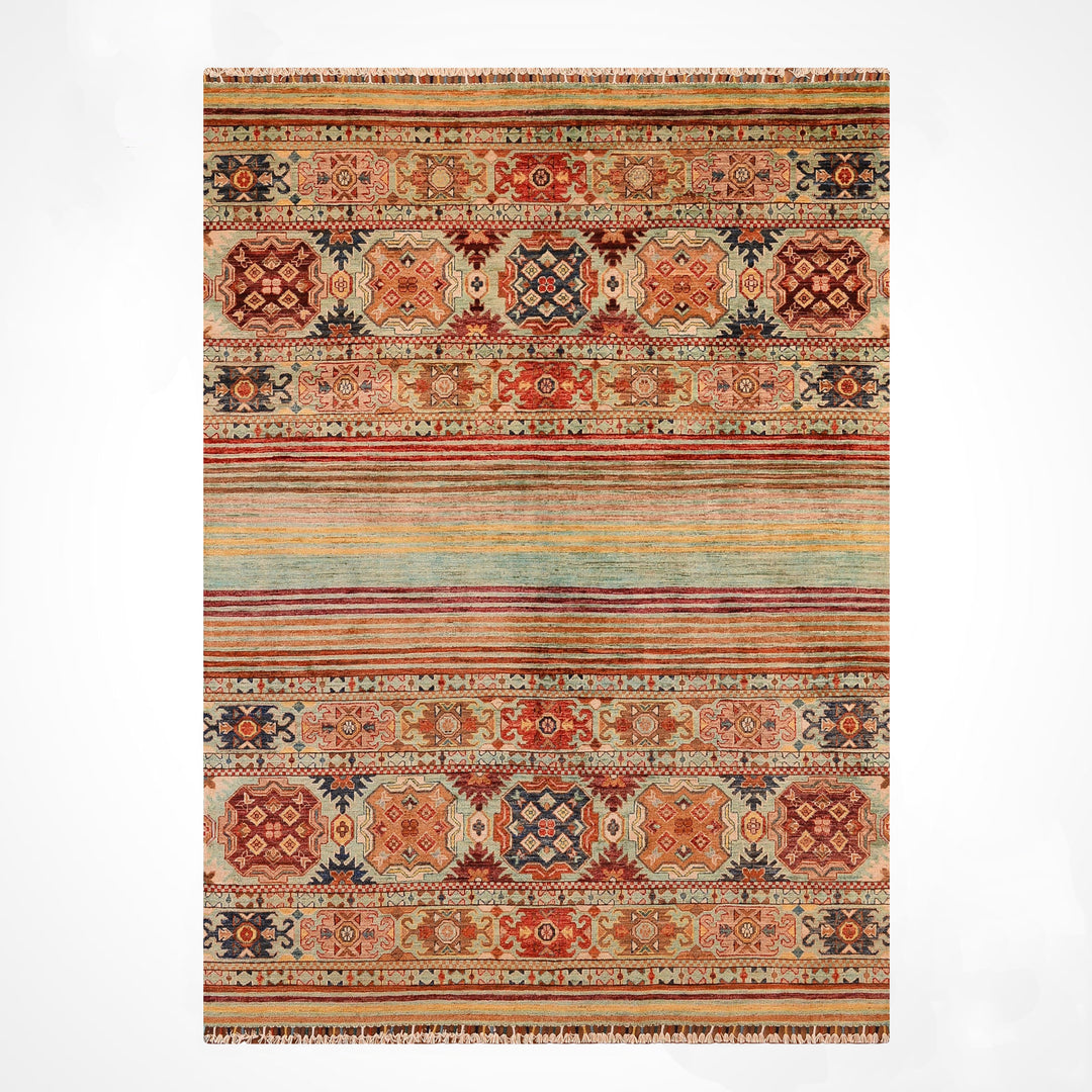 سجادة صوفية أصلية منسوجة يدويًا من خورجين باللون البيج بصبغة جذرية، 175 × 230، 4.03 متر مربع - 6 × 9 قدم 