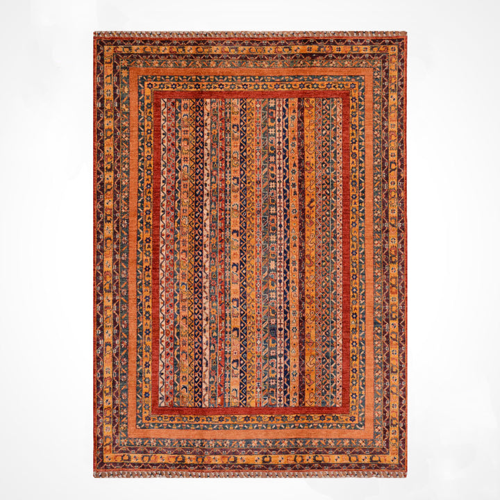 Shawl Original Hand Woven Orange Vegetable Dyed Wool Carpet 170x236 4.01 Square Meters -5x7 ft