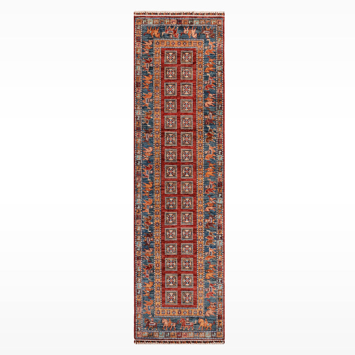 سجادة صوف أصلية من Pazırık Runner منسوجة يدويًا متعددة الجذور 0.82x260 2.13 متر مربع - 2x8 قدم