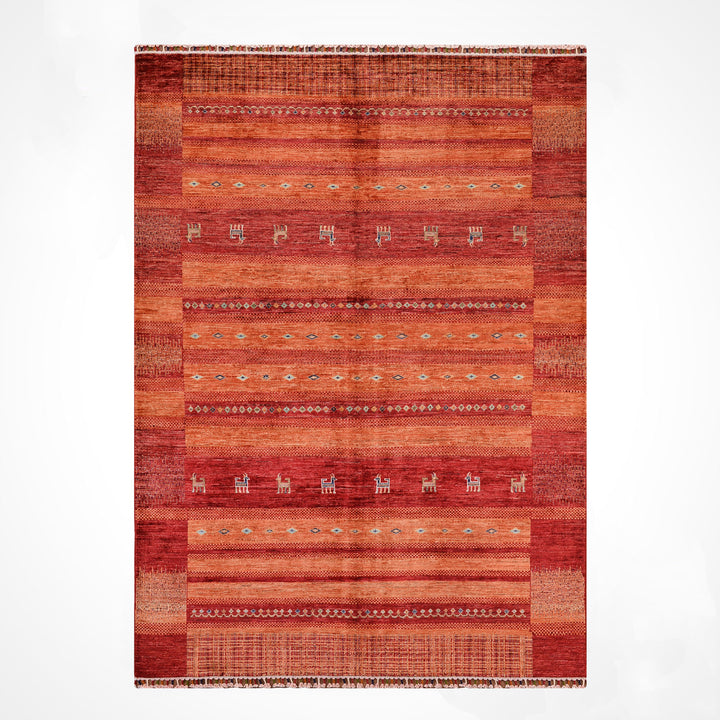 سجادة صوفية أصلية من خورجين، منسوجة يدويًا، مصبوغة بصبغة جذور حمراء، مقاس 174×253، 4.40 متر مربع - 5×8 قدم 