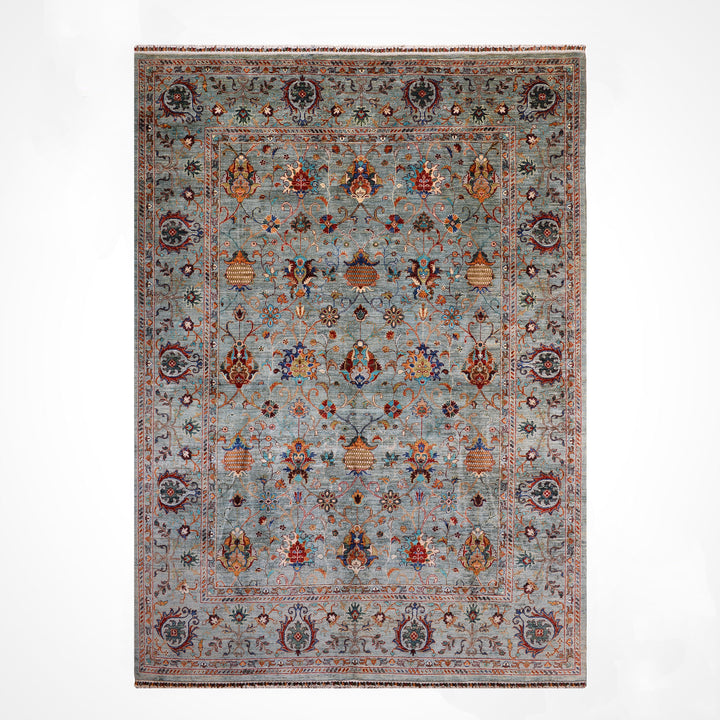 Sultani Binbirgece Orijinal El Dokuması Gri Kök Boya Yün Halı 242x285 6.90 Metrekare - 8x10 ft