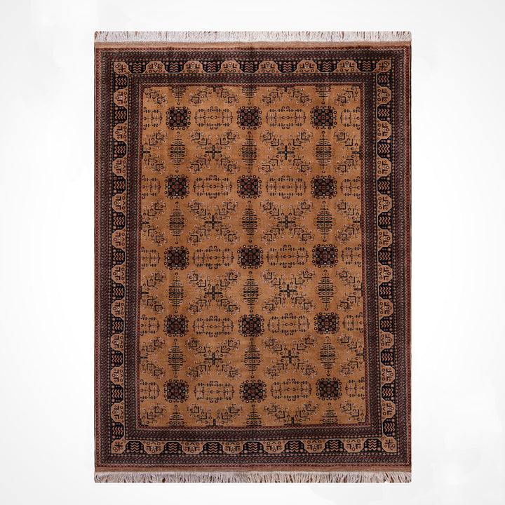Afghan Carpet Bilcik Original Hand Woven Brown Vegetable Dyed Wool 200x299 5.98 Square Meters - 7x10 ft