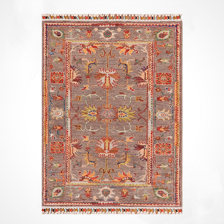 Sultani Binbirgece Orijinal El Dokuması Kahverengi Kök Boya Yün Halı 0.84x120 1.01 Metrekare - 3x4 ft