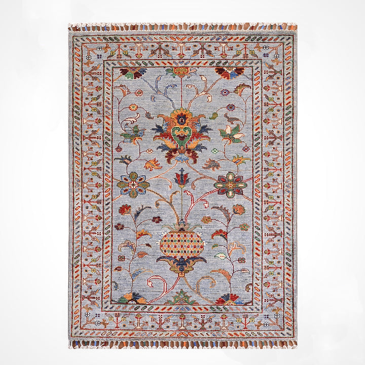 Sultani Binbirgece Orijinal El Dokuması Gri Kök Boya Yün Halı 0.85x127 1.08 Metrekare - 3x4 ft