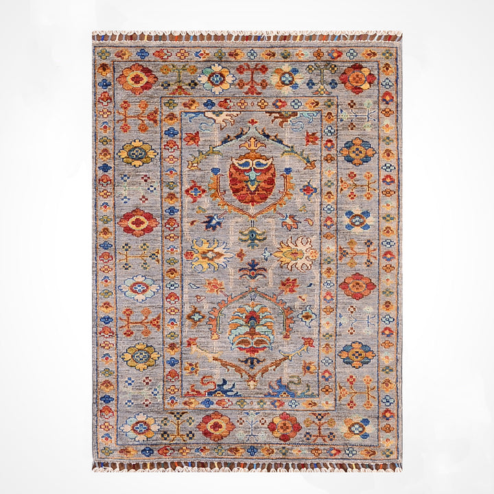 Sultani Binbirgece Orijinal El Dokuması Gri Kök Boya Yün Halı 0.78x120 0.94 Metrekare - 3x4 ft