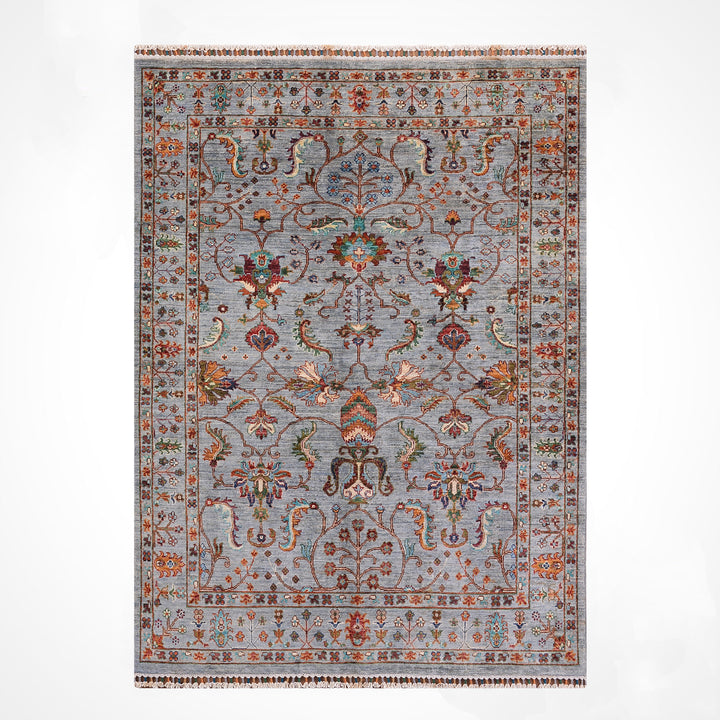Sultani Binbirgece Orijinal El Dokuması Gri Kök Boya Yün Halı 150x188 2.82 Metrekare - 4x6 ft