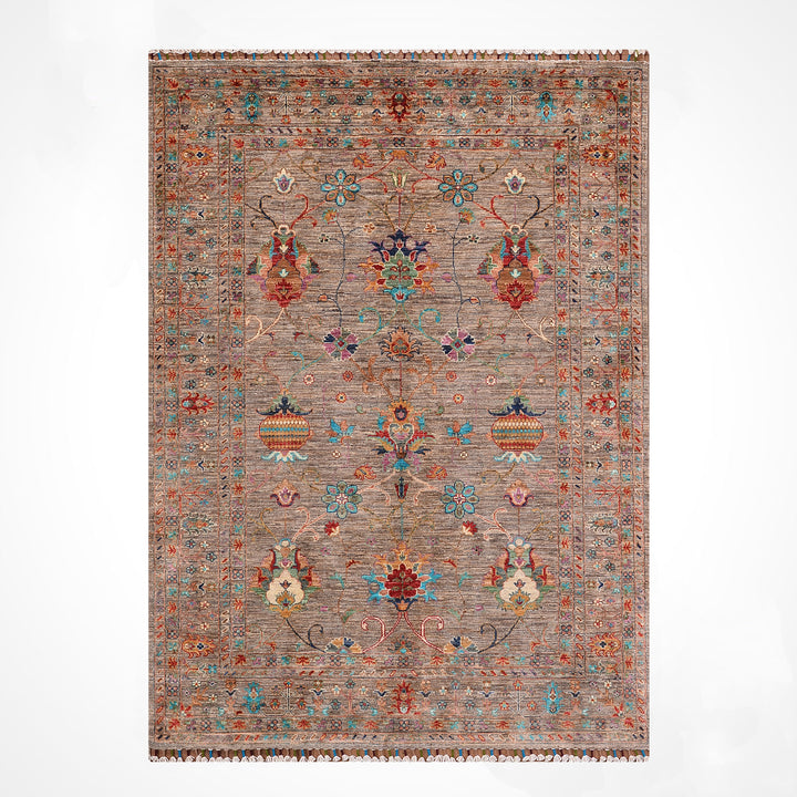 Sultani Binbirgece Orijinal El Dokuması Bej Kök Boya Yün Halı 150x196 2.94 Metrekare - 5x6 ft