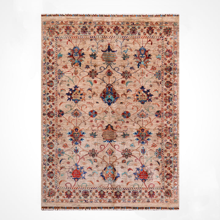 Sultani Binbirgece Orijinal El Dokuması Bej Kök Boya Yün Halı 152x203 3.09 Metrekare - 5x6 ft