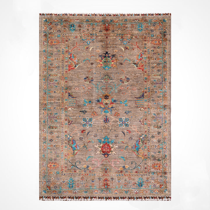 Sultani Binbirgece Orijinal El Dokuması Bej Kök Boya Yün Halı 119x181 2.15 Metrekare - 4x6 ft