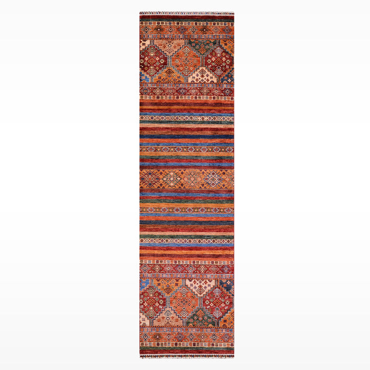 Khorjin Orijinal El Dokuması Yolluk Multi Kök Boya Yün Halı 0.83x295 2.45 Metrekare - 3x10 ft