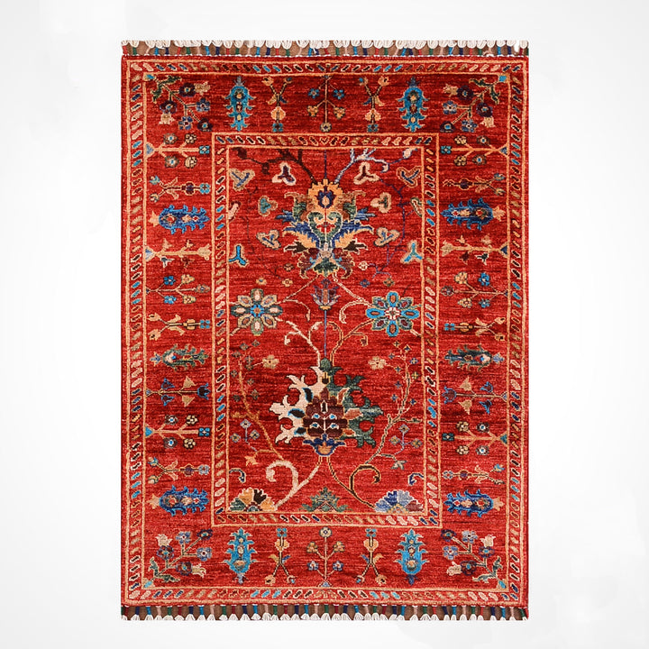 Sultani Binbirgece Orijinal El Dokuması Kırmızı Kök Boya Yün Halı 0.85x125 1.06 Metrekare - 3x4 ft