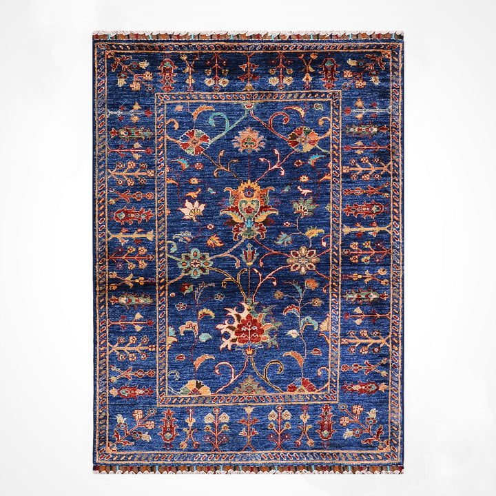 Sultani Binbirgece Orijinal El Dokuması Lacivert Kök Boya Yün Halı 103x148 1.52 Metrekare - 3x4 ft