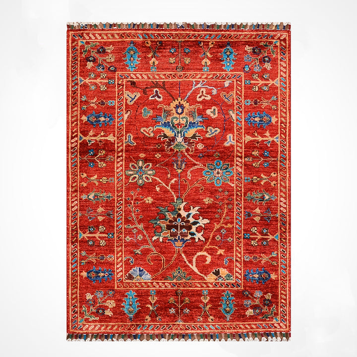 Sultani Binbirgece Orijinal El Dokuması Kırmızı Kök Boya Yün Halı 0.90x126 1.13 Metrekare - 3x4 ft