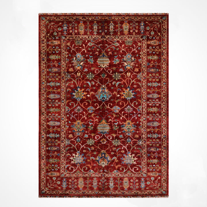 Sultani Binbirgece Orijinal El Dokuması Kırmızı Kök Boya Yün Halı 176x250 4.40 Metrekare - 5x8 ft