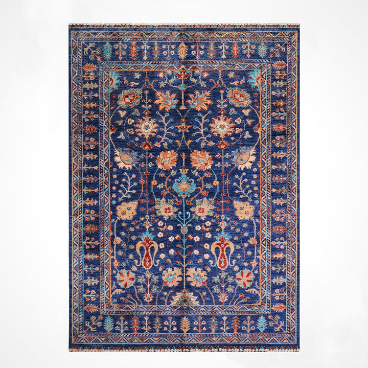 Sultani Binbirgece Orijinal El Dokuması Lacivert Kök Boya Yün Halı 174x240 4.18 Metrekare - 5x8 ft