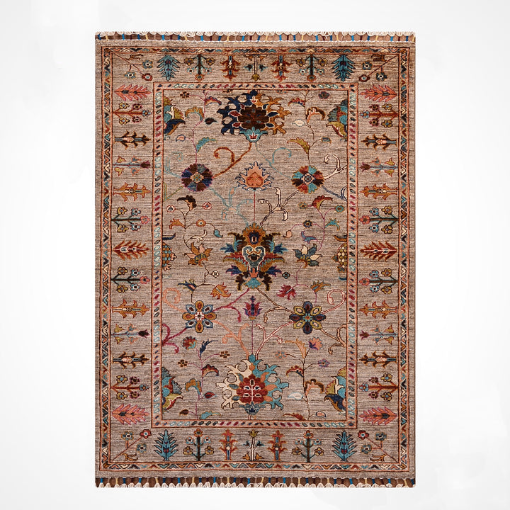 Sultani Binbirgece Orijinal El Dokuması Bej Kök Boya Yün Halı 101x151 1.53 Metrekare - 3x5 ft